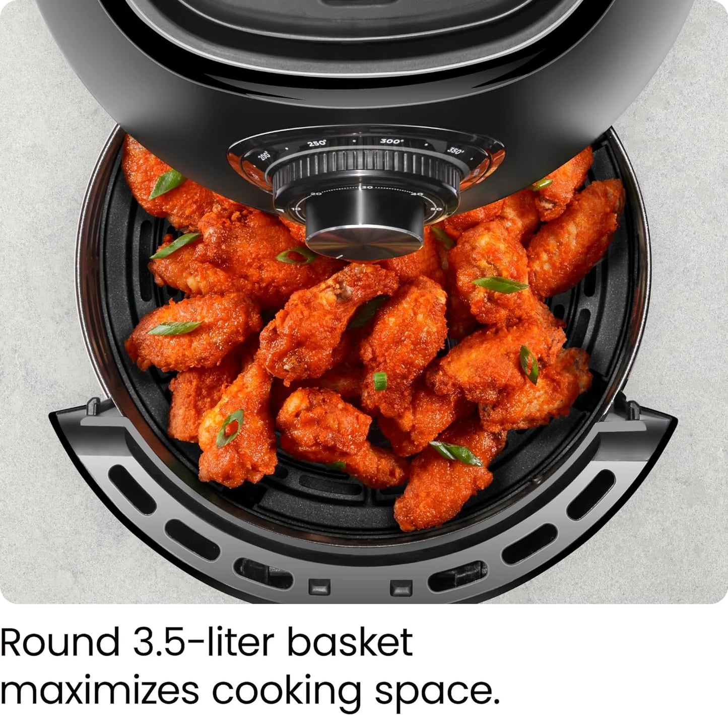 Turbofry 3.6-Quart Air Fryer, Dishwasher Safe Basket, 60 Minute Timer, Black