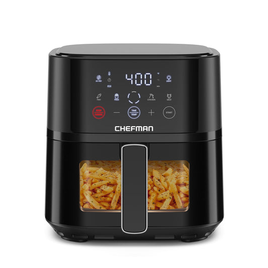 Turbofry Touch 4-Qt Easy-View Air Fryer W/ 4 Cooking Presets and 450F Hi-Fry Button - Black, New
