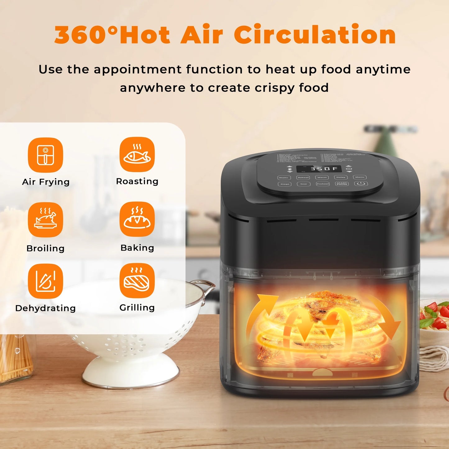 Brio 6-Quart Digital Air Fryer with One-Touch Digital Controls, Automatic Shutoff, Stainless Steel, Cooking