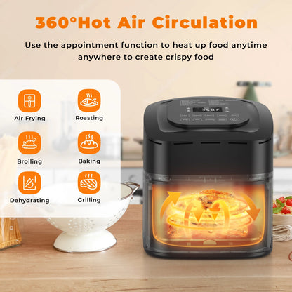 Brio 6-Quart Digital Air Fryer with One-Touch Digital Controls, Automatic Shutoff, Stainless Steel, Cooking