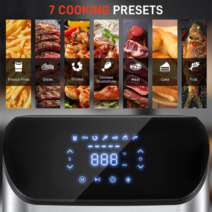 Air Fryer, 7.5 QT Large Air Fryer with Clear Window & Washable Basket,10-In-1 Presets Functions for Crisp,Roast,Bake and Reheat,Nonstick,Digital Touchscreen,Quiet, Black