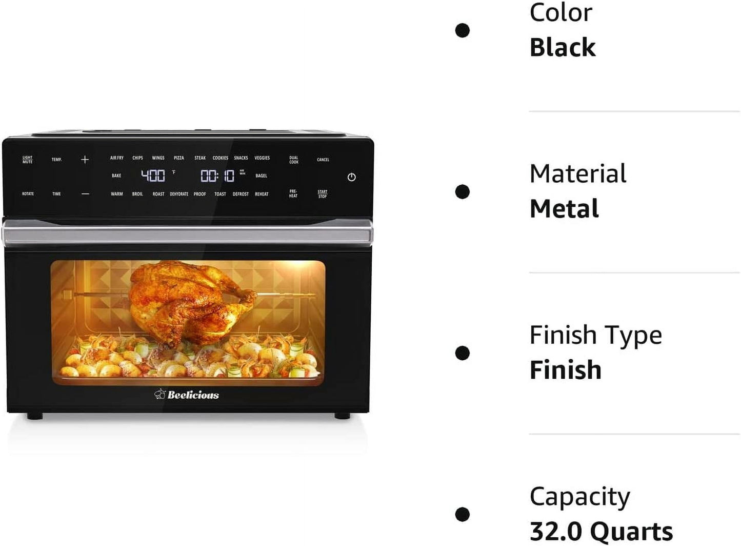 32 QT Large Air Fryer Ovens, Rotisserie Oven with Dehydrator, 19-In-1 Convection Toast Countertops Oven Combo, 6 Accessories
