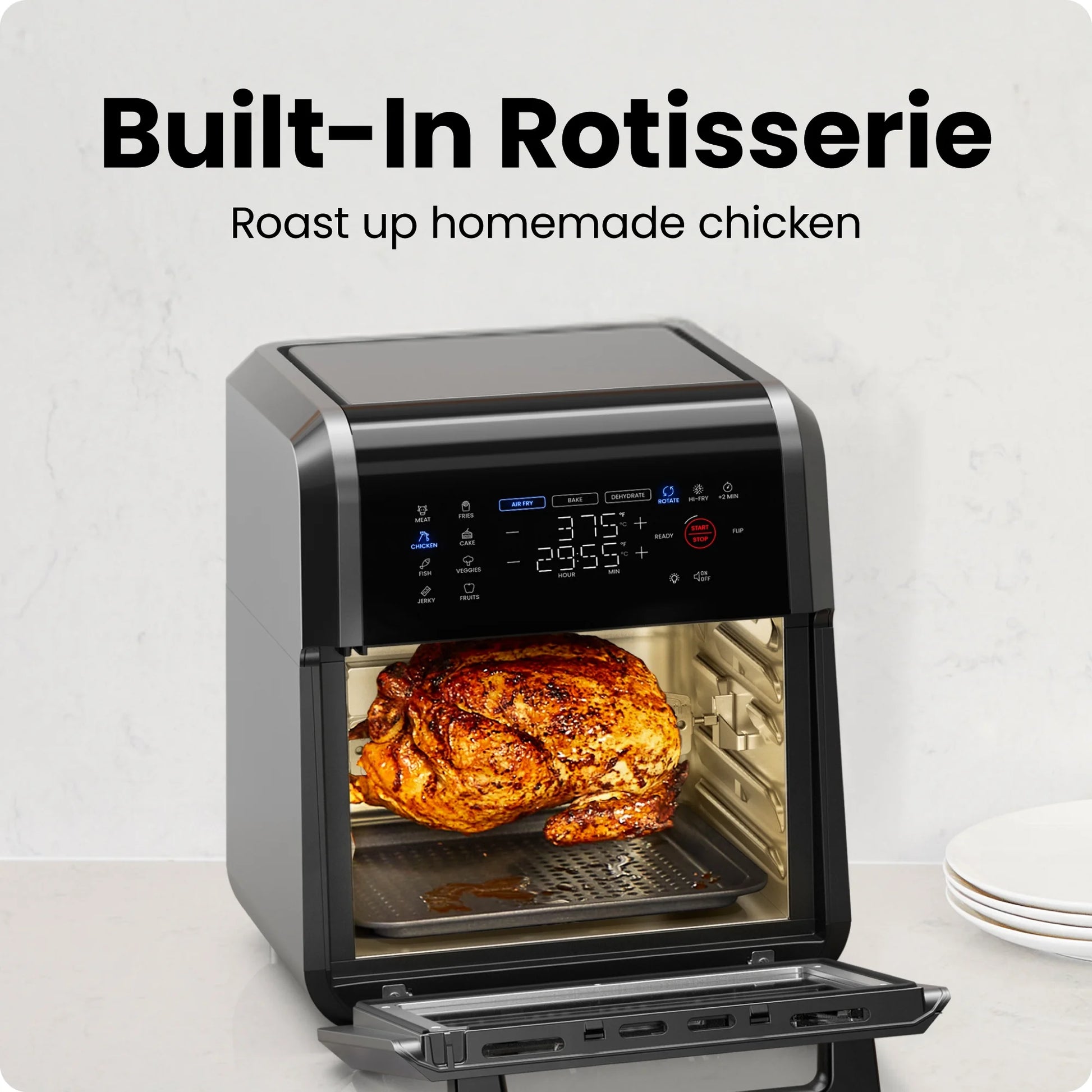 6-In-1 Multifunctional Air Fryer Oven W/ 12 Qt Capacity, Digital Touchscreen - Black, New