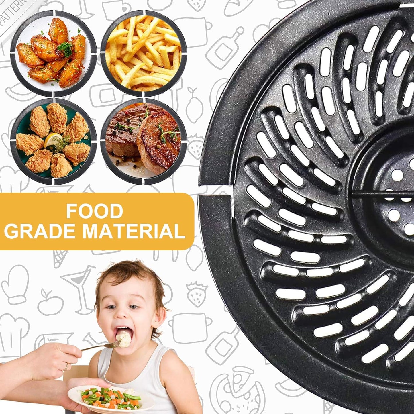 Grill Pan, 6.1''Non-Stick round 2 QT Air Fryer Replacement Tray Rack Parts Accessories Crisper Plate Grill Plate for Chefman Dash Powerxl 2 QT Bella 1.6 QT Air Fryer,Dishwasher Safe