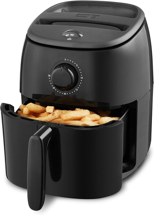 Tasti-Crisp™ Electric Air Fryer Oven, 2.6 Qt., Black – Compact Air Fryer for Healthier Food in Minutes, Ideal for Small Spaces - Auto Shut Off, Analog, 1000-Watt