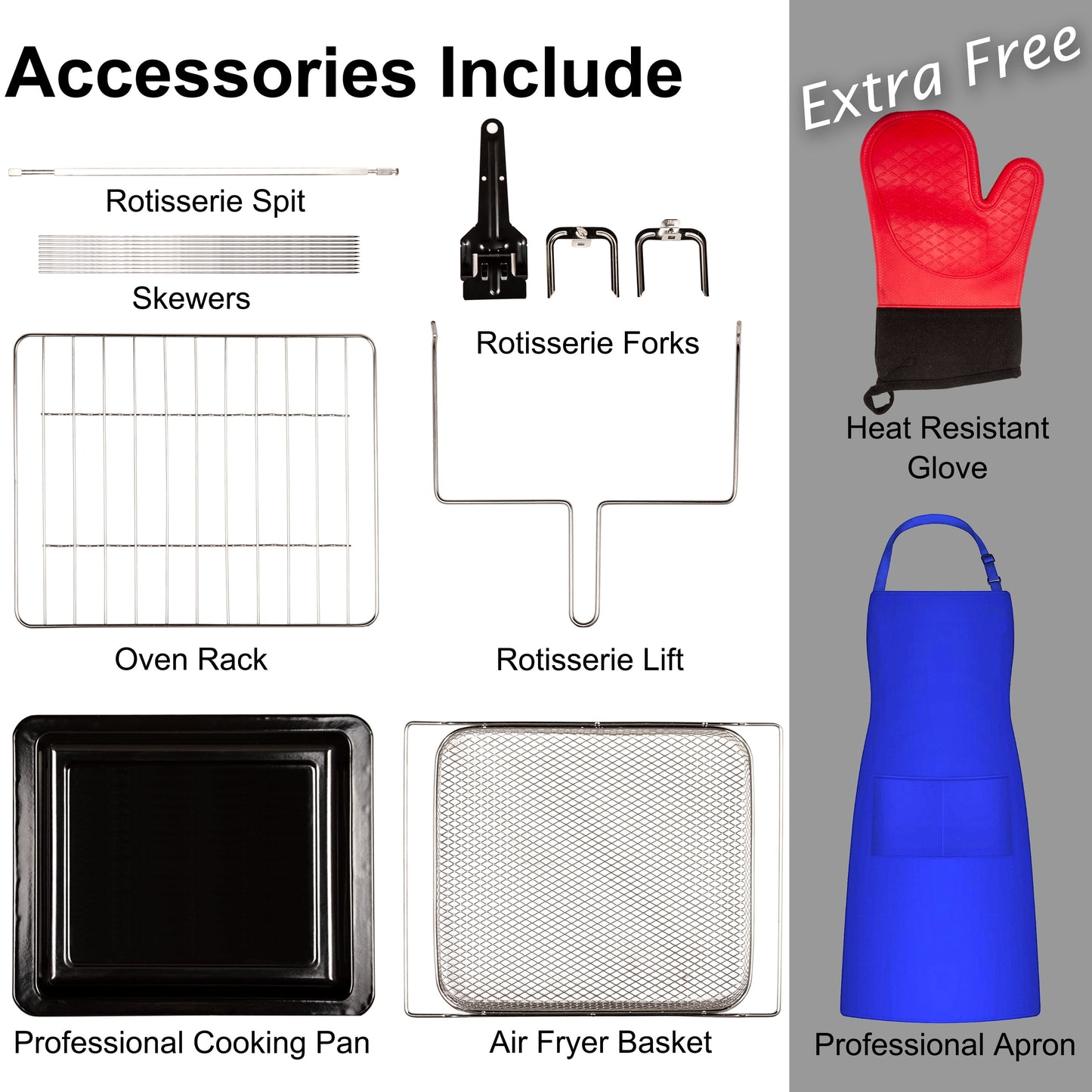 Air Fry Oven, 26.8 Quart 24 in 1 Function 360 Air Circulation, Bake, Broil, Toast, Air Fry, Air Roast, Digital Toaster, True Surround Convection, Includes Recipe Book, 1800 Watts, Steel Finish