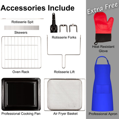 Air Fry Oven, 26.8 Quart 24 in 1 Function 360 Air Circulation, Bake, Broil, Toast, Air Fry, Air Roast, Digital Toaster, True Surround Convection, Includes Recipe Book, 1800 Watts, Steel Finish