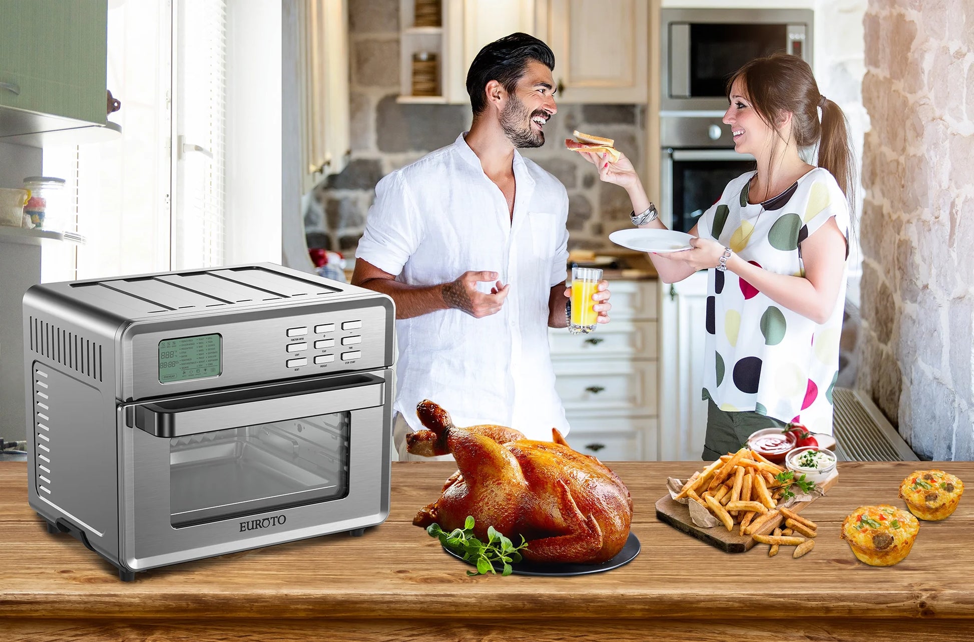 Air Fry Oven, 26.8 Quart 24 in 1 Function 360 Air Circulation, Bake, Broil, Toast, Air Fry, Air Roast, Digital Toaster, True Surround Convection, Includes Recipe Book, 1800 Watts, Steel Finish