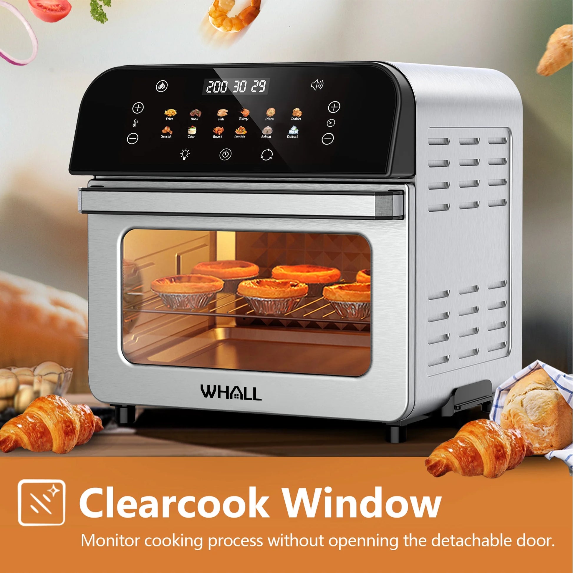 12QT Touchscreen Air Fryer Oven with 12 Pre-Set Menus and Clear Window, Less Oil