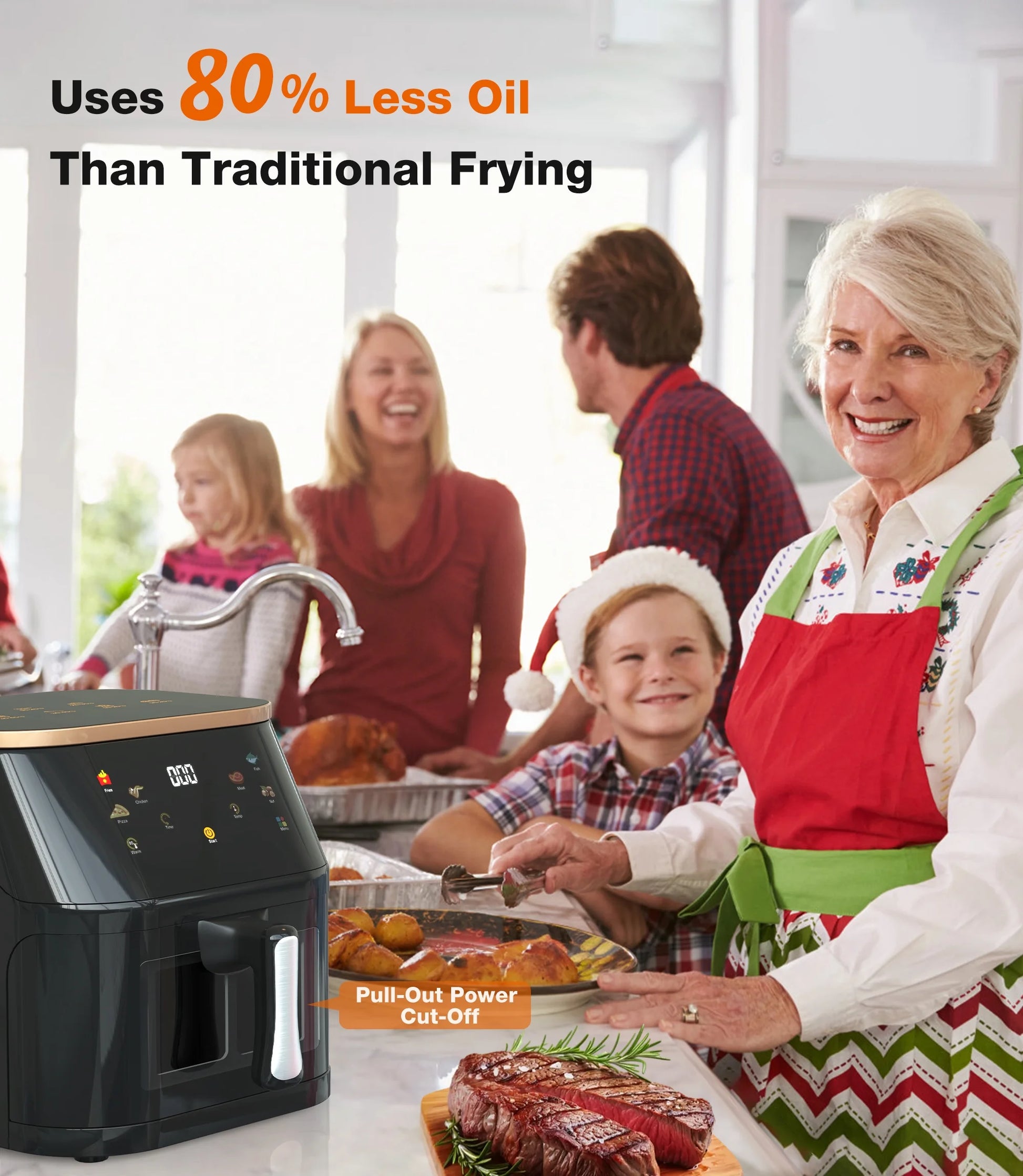 Air Fryer 10 Qt Max 450F for Cooking, 6 Presets Fry Touch Panel Easy View Window, New Black
