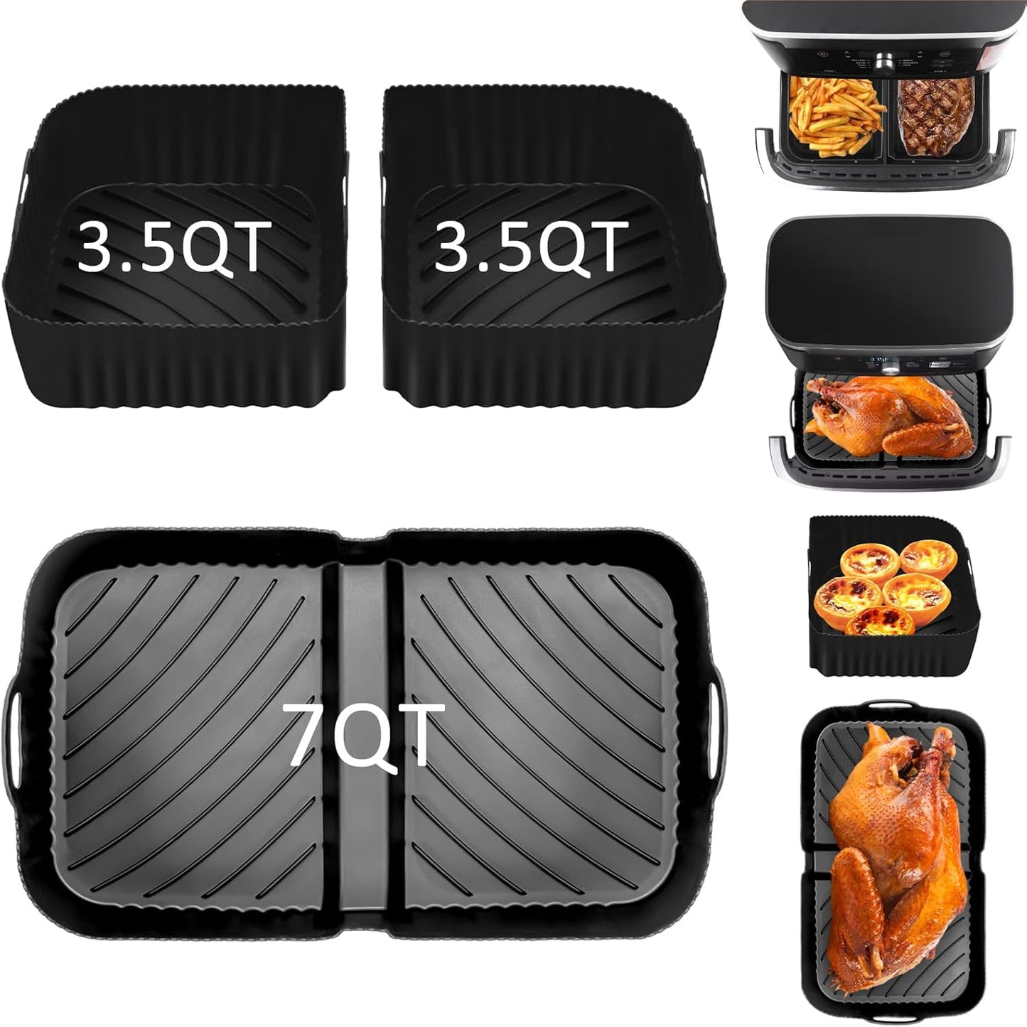 Air Fryer Silicone Liners for Ninja Dz071 7 Qt/Instant 9 Flexbasket Airfryer 3