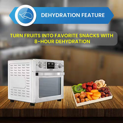 0.93 Cu.Ft Stainless 5-In-1 Air Fryer, Convection Oven, Pizza Oven, Grill, and Dehydrator with 360 Air Circulation