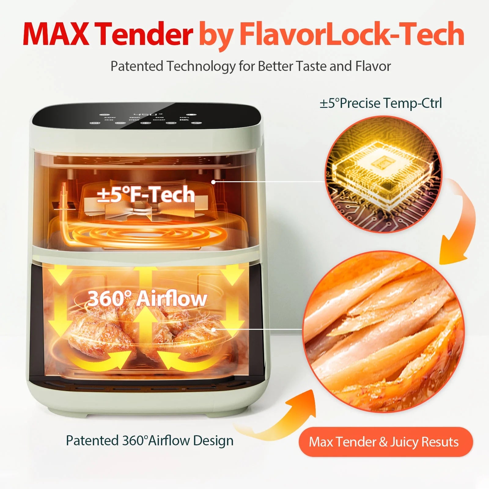 Air Fryer,  8-In-1 Smart Compact 4QT Air Fryers, Shake Reminder,450°F Digital Airfryer with Flavor-Lock Tech,Tempered Glass Display, Dishwasher-Safe & Nonstick,Fit for 1-3 People, Green