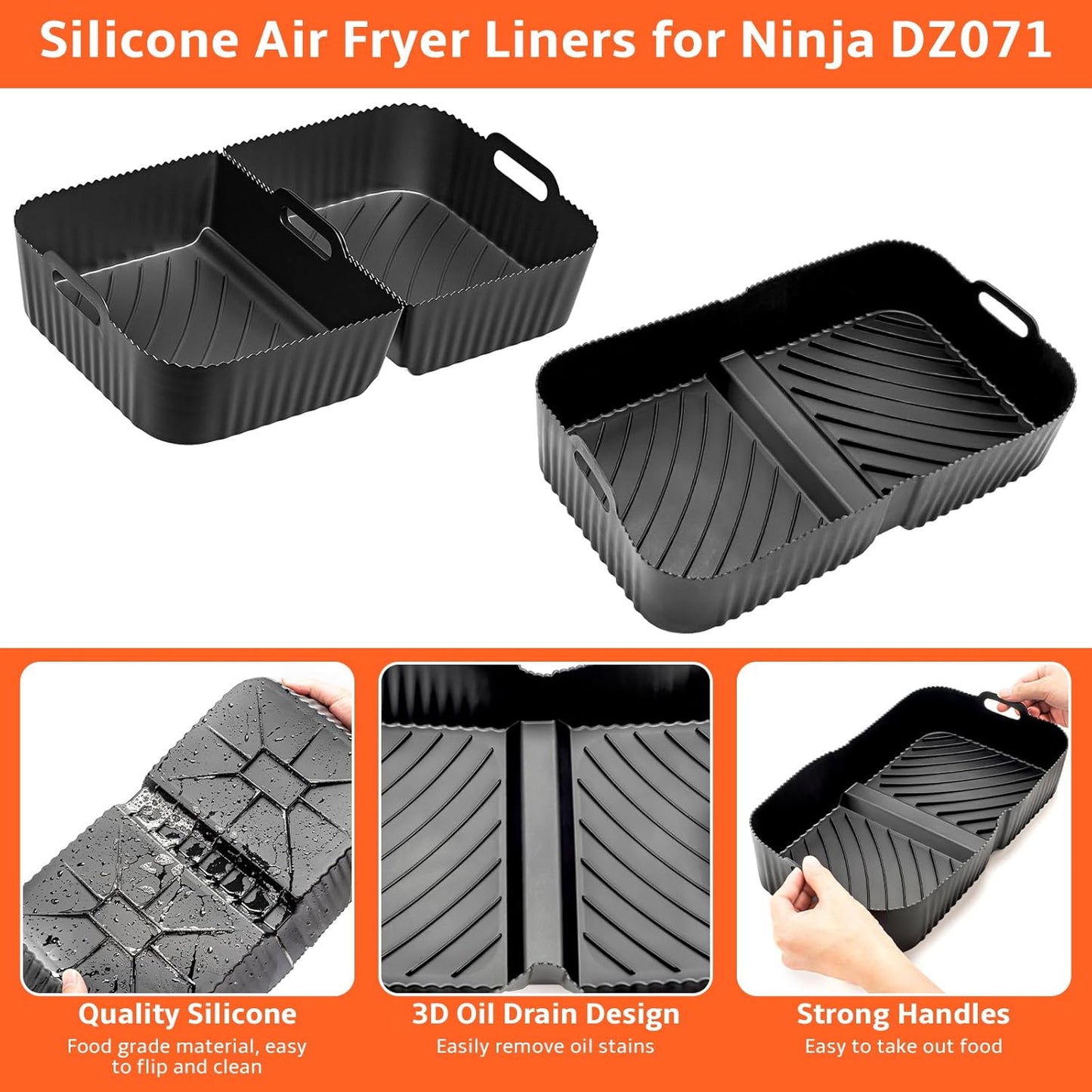 Air Fryer Silicone Liners for Ninja Dz071 7 Qt/Instant 9 Flexbasket Airfryer 3