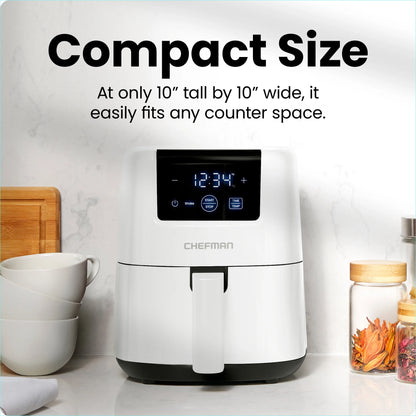 2 Qt Compact Air Fryer W/ Digital Display and Shake Reminder - White, New