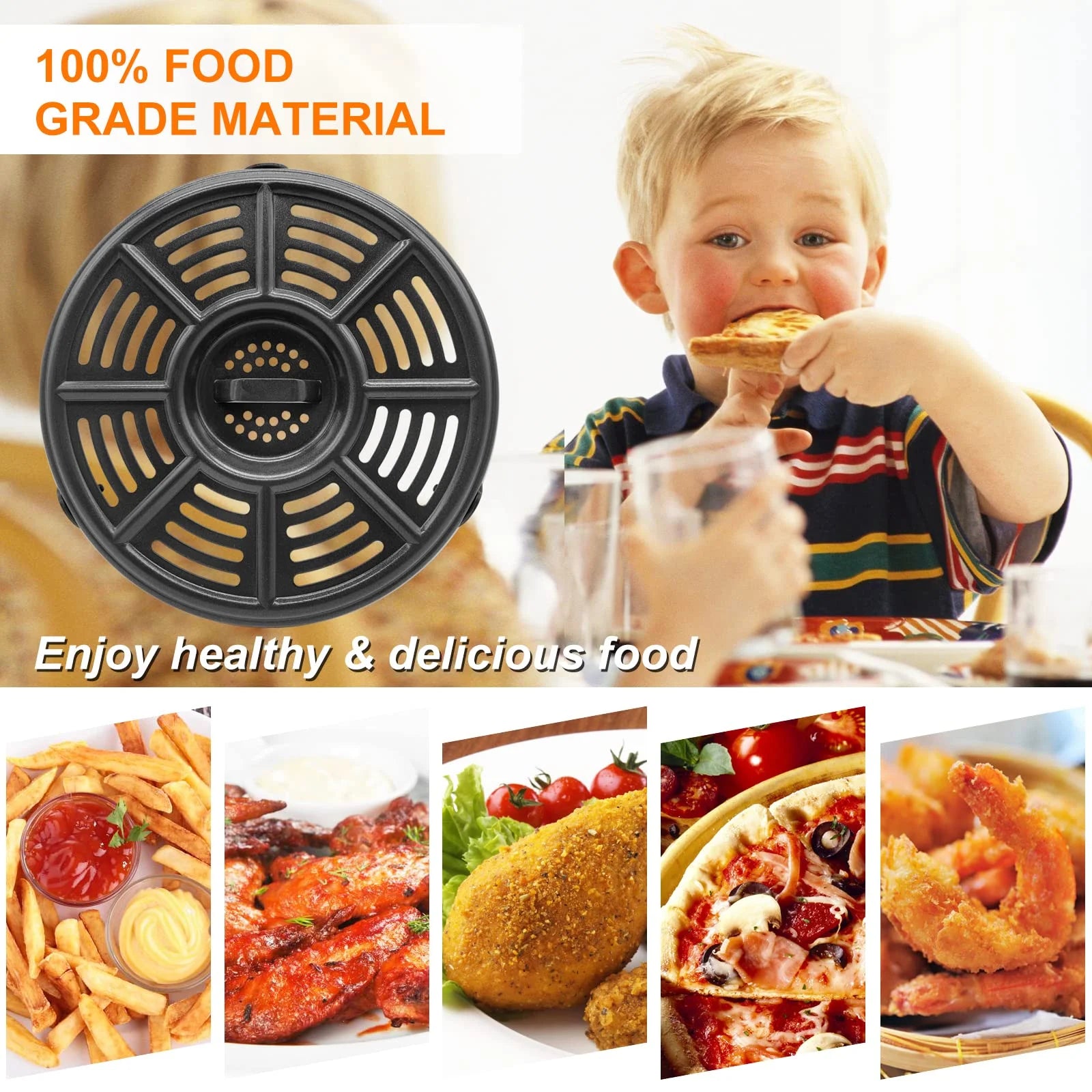 Air Fryer Accessories for Ninja AF101 AF161 AF150 Air Fryer, 8.2'' round Food Grade Air Fryer Grill Pan Grill Plate Crisper Plate Replacement Parts Tray Rack Compatible Ninja Foodie Pressure Cooker