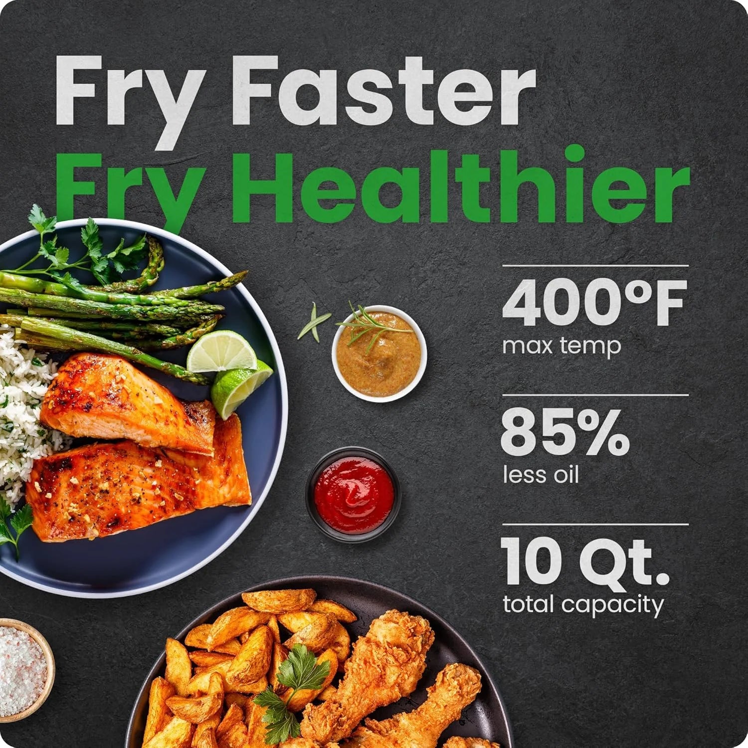 Multifunctional Digital 10 Qt. Air Fryer+ Rotisserie, Fry, Roast & Bake, 17 Presets - Black, New