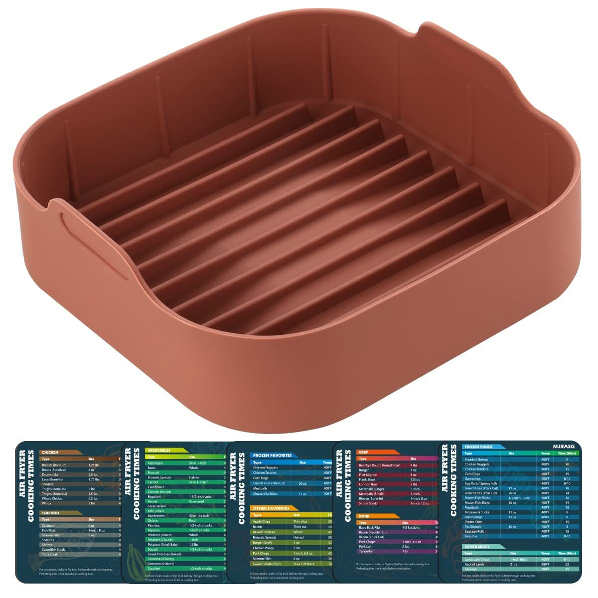 8 Inch Air Fryer Liners Square Silicone Pot with 5 PCS Air Fryer Magnetic Cheat