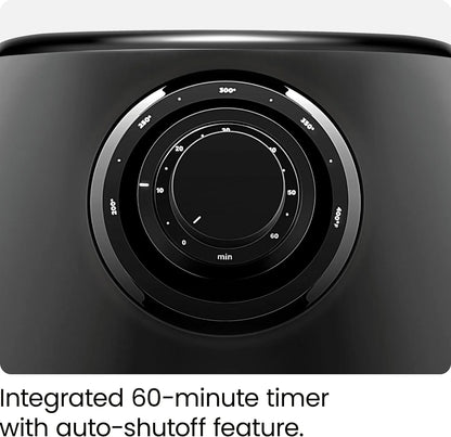 Turbofry 3.6-Quart Air Fryer, Dishwasher Safe Basket, 60 Minute Timer, Black