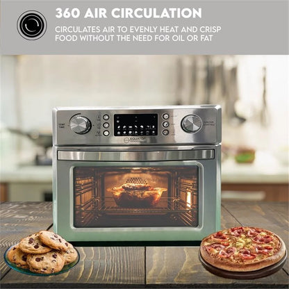 Equator 0.93 Cu.Ft Stainless 5-In-1 Air Fryer, Convection Oven, Pizza Oven, Grill, and Dehydrator with 360 Air Circulation