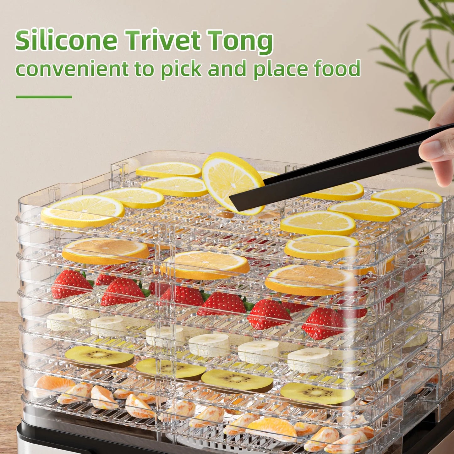 7-Tray Food Dehydrator Machine: 400W Electric Food Dryer for Jerky, Fruits, Vegetables, Dog Treats, Herbs, Snacks - Adjustable Temperature & 24H Timer, LCD Display, Silicone Tongs Included