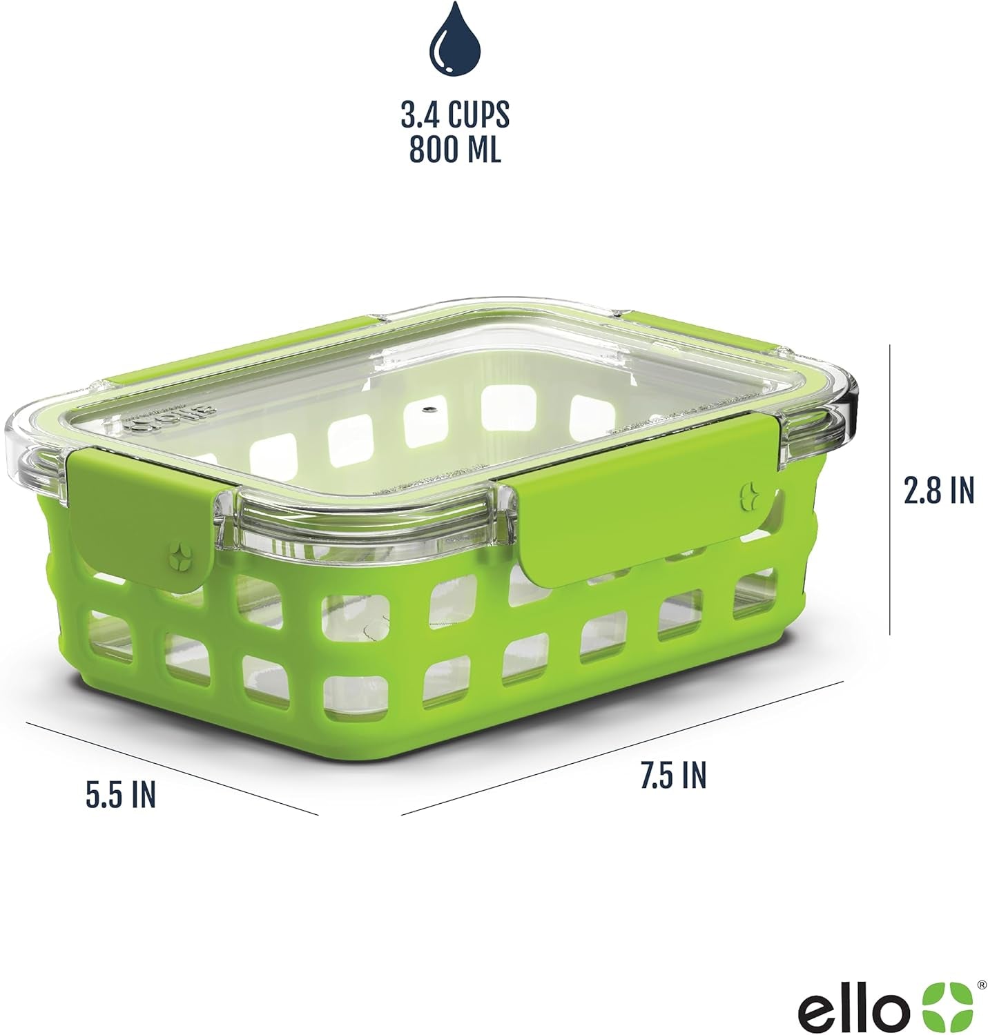 Duraglass 3.4 Cup Meal Prep Sets 10Pc, 5 Pack Set- Glass Food Storage Container with Silicone Sleeve and Airtight Bpa-Free Plastic Lids, Dishwasher, Microwave, and Freezer Safe, Fruit Salad