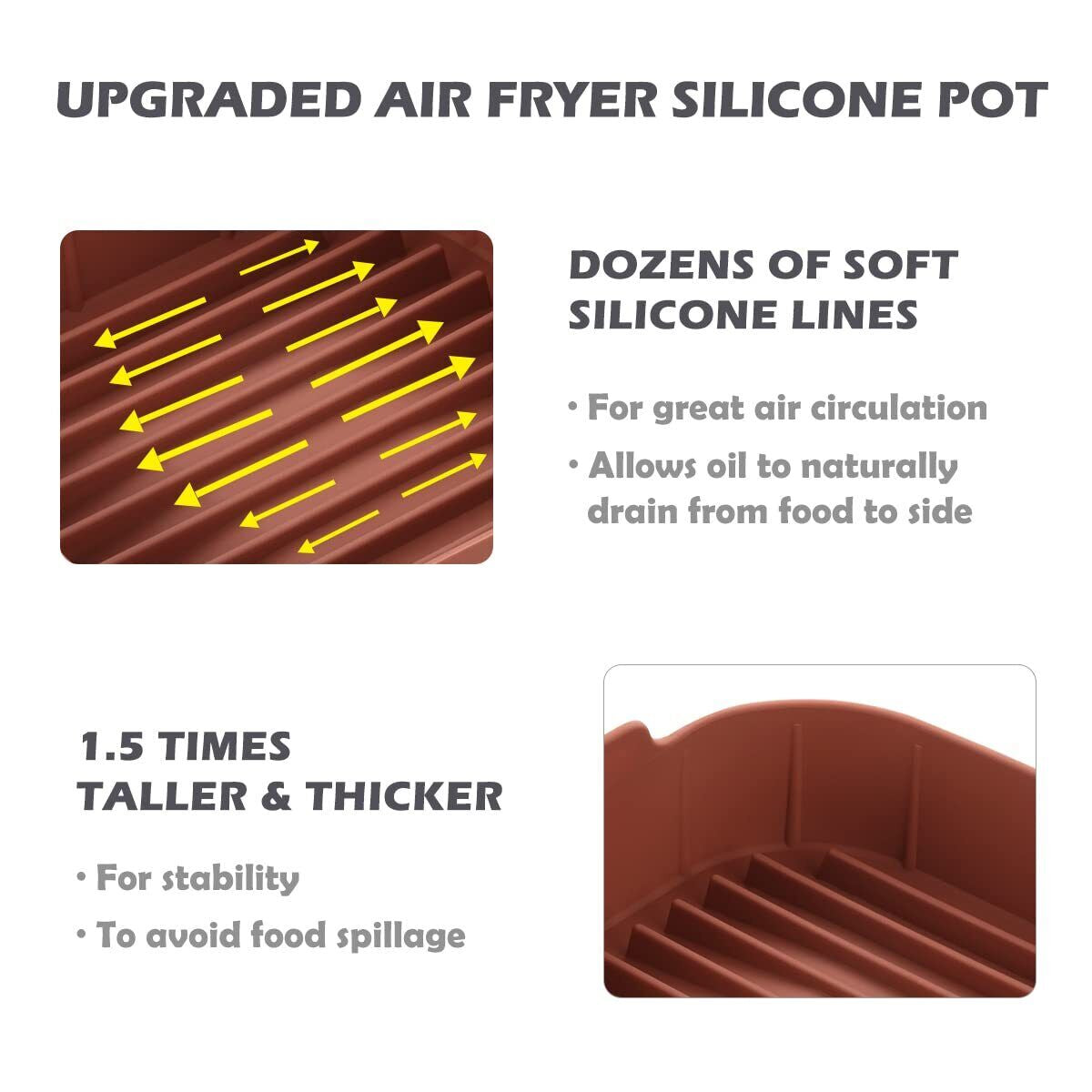 8 Inch Air Fryer Liners Square Silicone Pot with 5 PCS Air Fryer Magnetic Cheat