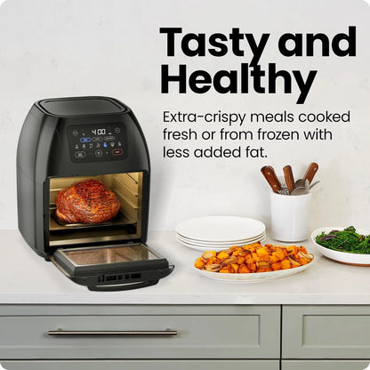 Multifunctional Digital 10 Qt. Air Fryer+ Rotisserie, Fry, Roast & Bake, 17 Presets - Black, New