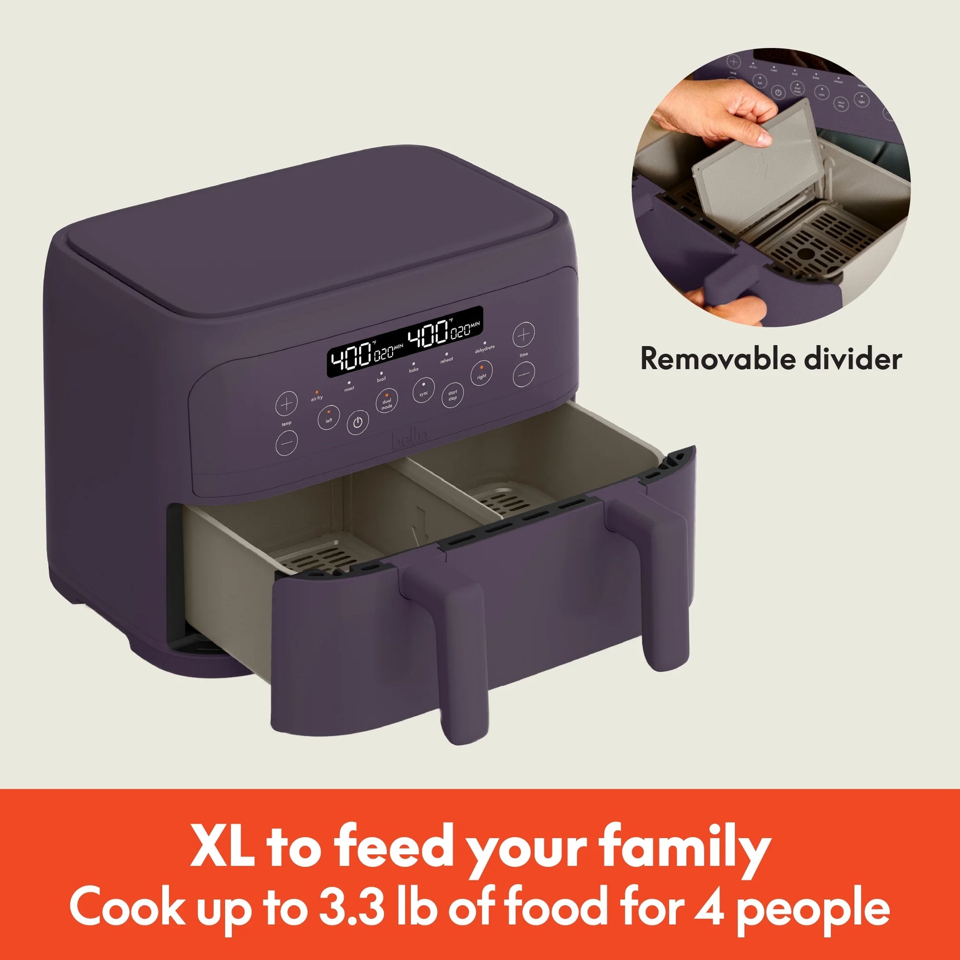 4Qt Trizone® Air Fryer, Plum