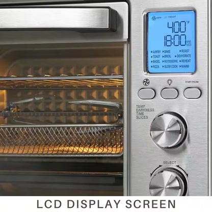 All-In-1 33.8 Qt. Silver Stainless Steel Digital Air Fryer Toaster Oven for Bake Roast Pizza with Accessories