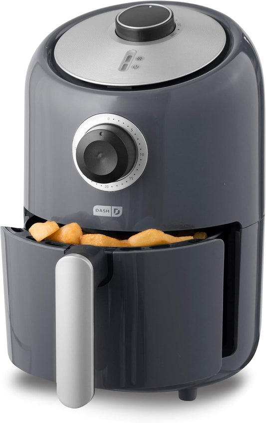 Compact Air Fryer Oven Cooker with Temperature Control, Non-Stick Fry Basket, Recipe Guide + Auto Shut off Feature, 2 Quart - Grey