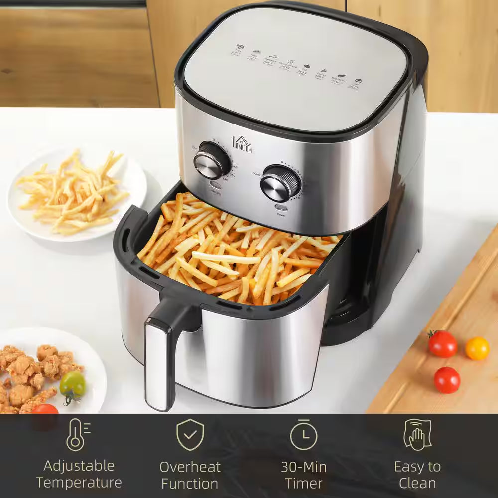 1700-Watt 6.9 Qt. Black Air Fryers Oven with 360° Air Circulation, Adjustable Temperature, Timer and Nonstick Basket