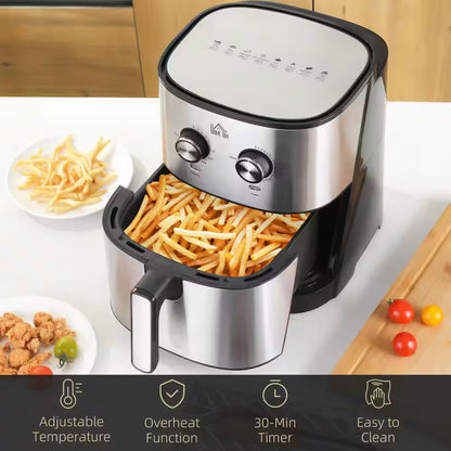 1700-Watt 6.9 Qt. Black Air Fryers Oven with 360° Air Circulation, Adjustable Temperature, Timer and Nonstick Basket
