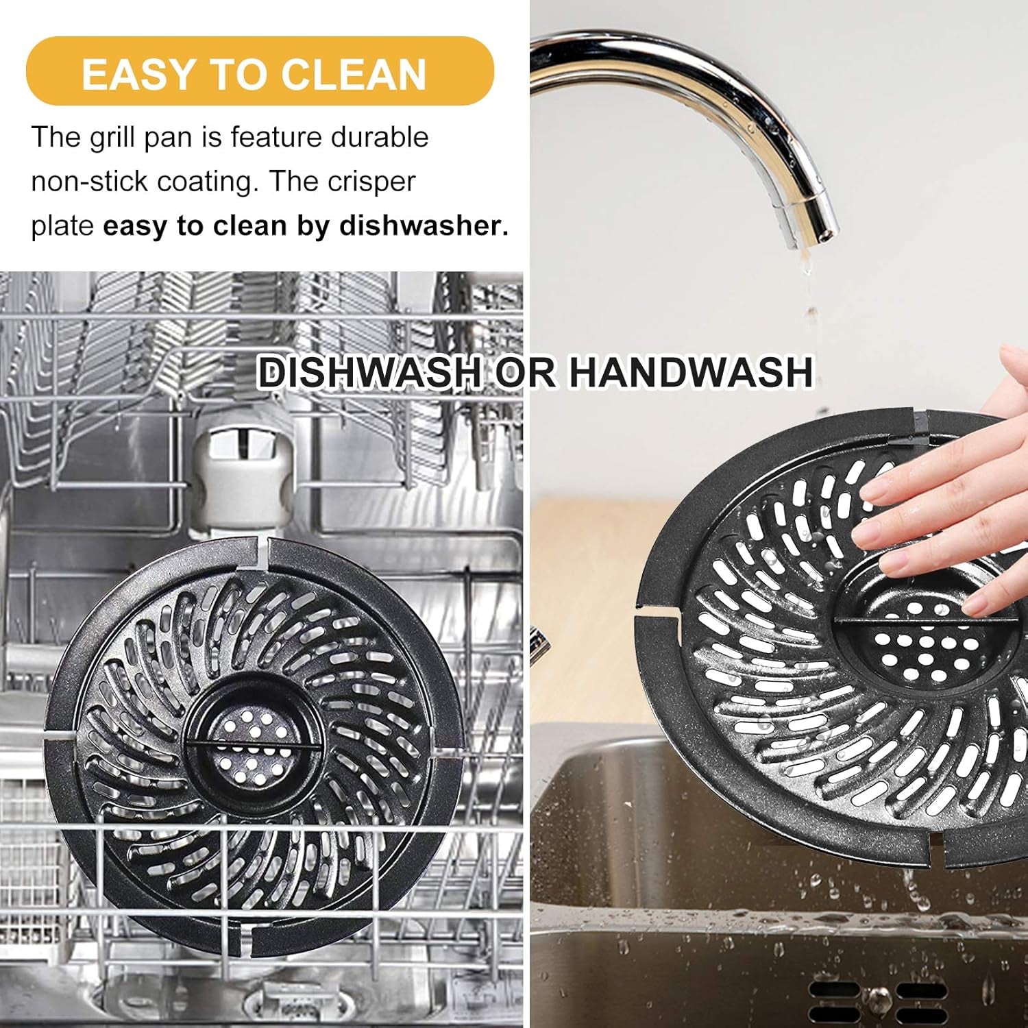 Grill Pan, 6.1''Non-Stick round 2 QT Air Fryer Replacement Tray Rack Parts Accessories Crisper Plate Grill Plate for Chefman Dash Powerxl 2 QT Bella 1.6 QT Air Fryer,Dishwasher Safe