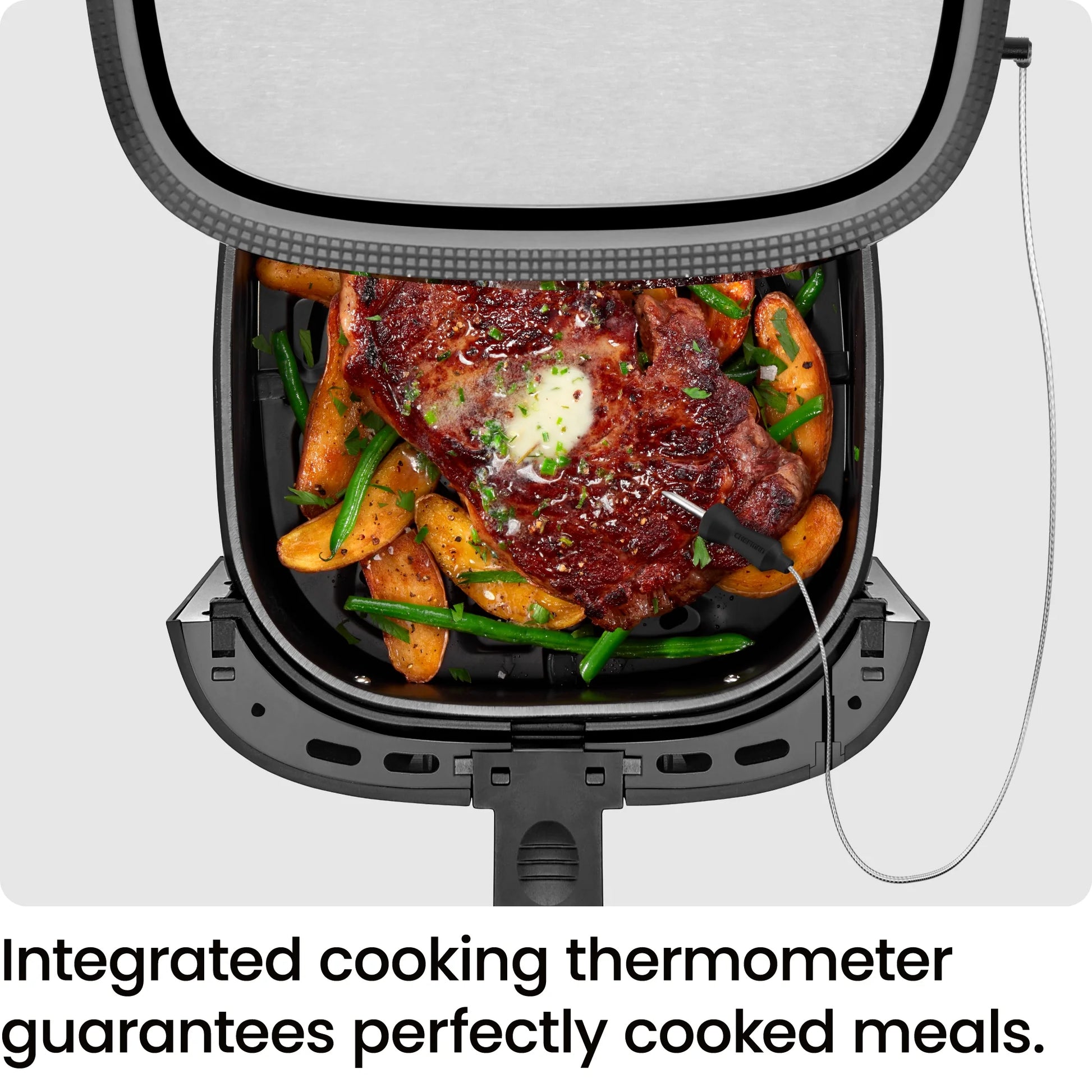 Exactemp 5 Qt. Digital Air Fryer with Temperature Probe - Stainless Steel, New