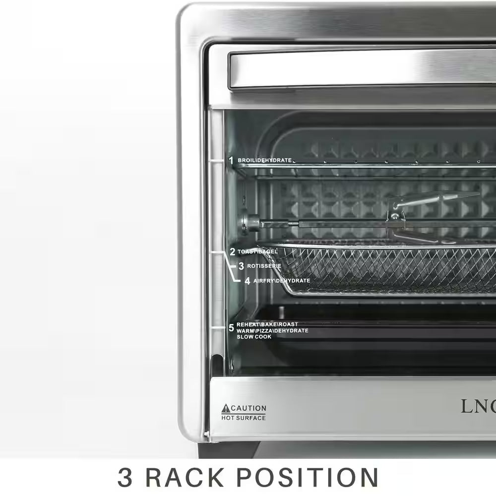 All-In-1 33.8 Qt. Silver Stainless Steel Digital Air Fryer Toaster Oven for Bake Roast Pizza with Accessories