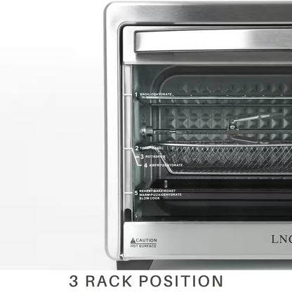 All-In-1 33.8 Qt. Silver Stainless Steel Digital Air Fryer Toaster Oven for Bake Roast Pizza with Accessories