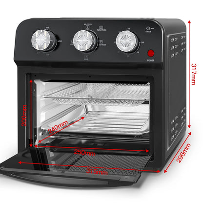 Air Fryer, 13Qt Small Footprint Airfryer Combo with Roast, Bake, Grill, Broil, Toast, Dehydrate, Defrost, Perfect for Small Contertop, 1500W, Black