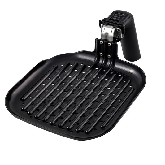 Brio 6 Quart Brio Air Fryer Grill Pan Accessory, Smokeless Indoor, Bbq, Safe, Black