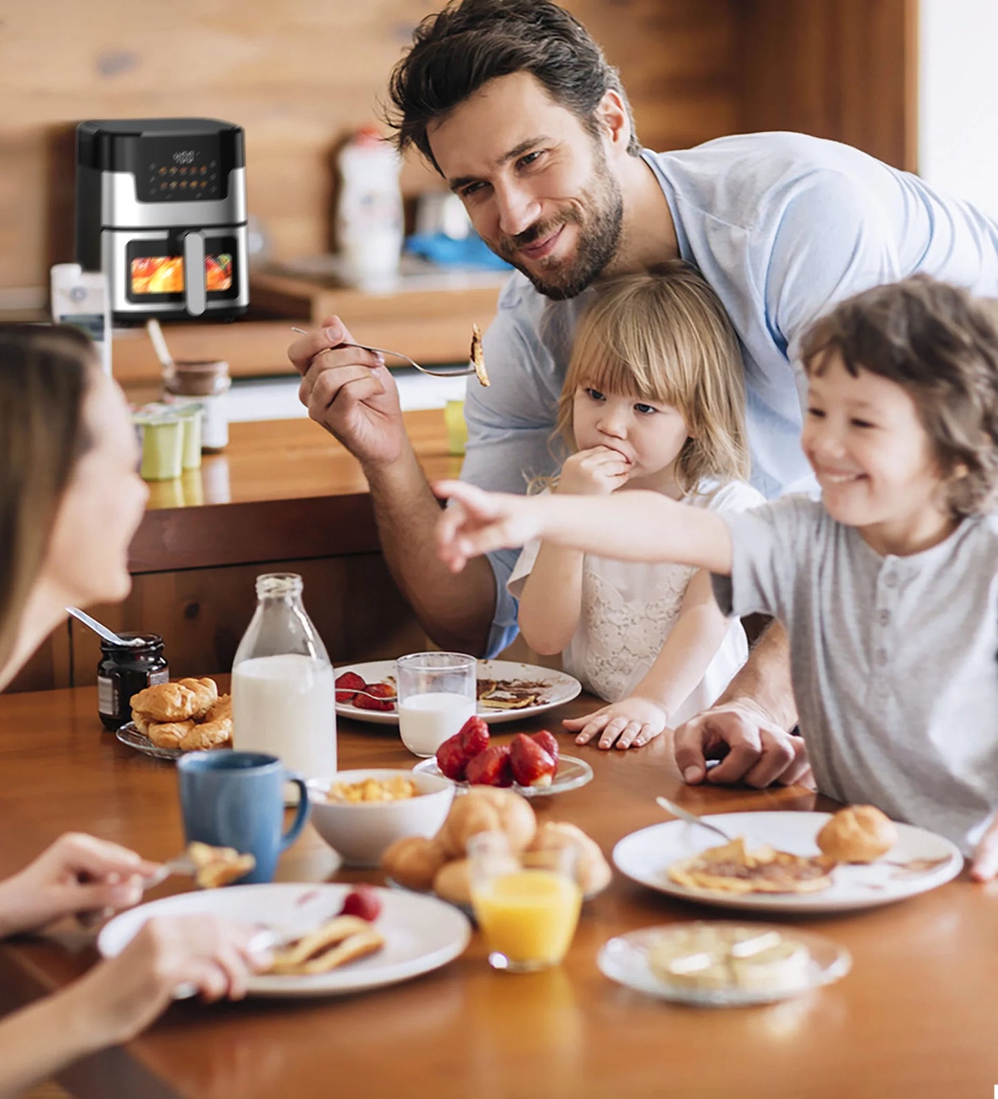 10 in 1 Air Fryer 6 Qt Capacity, Compact Countertop with Nonstick Basket, 400F Air Crisp