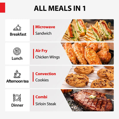 6-In-1 Inverter Microwave Oven Air Fryer Combo, 0.9 Cu.Ft, 11.3 Turntable, 27 Auto Menu, Stainless Steel