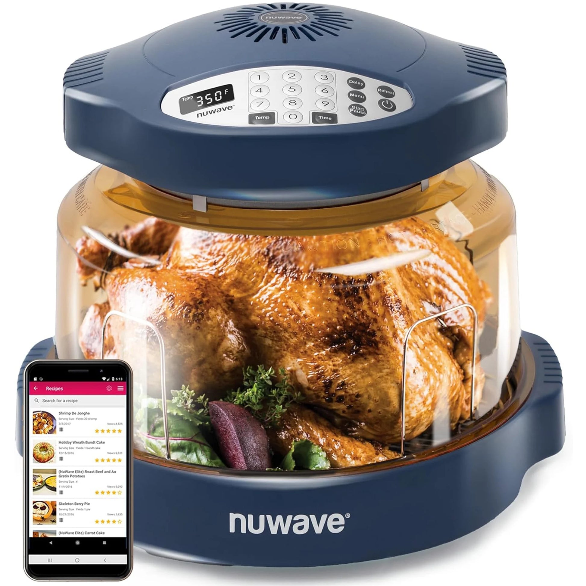 Pro plus 2 Air Fryer, Infra-Red Oven Cook Healthy, 360 Surround Cooking, Adjustable Temps, 100 Presets & 50 Memory Air Fryer, Durable Power Dome, Deep Blue