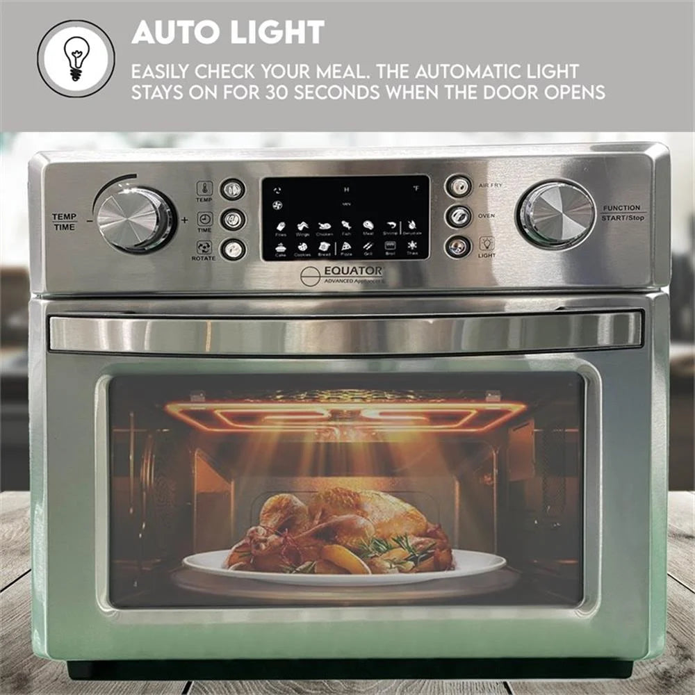 Equator 0.93 Cu.Ft Stainless 5-In-1 Air Fryer, Convection Oven, Pizza Oven, Grill, and Dehydrator with 360 Air Circulation