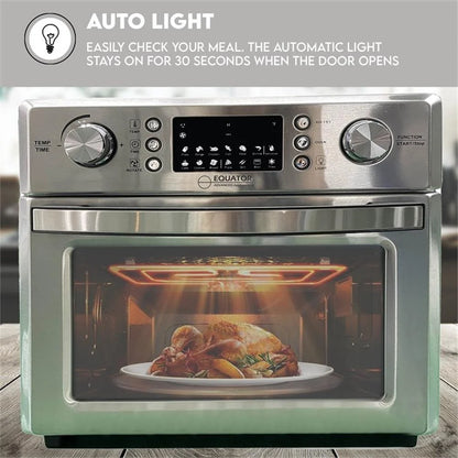 Equator 0.93 Cu.Ft Stainless 5-In-1 Air Fryer, Convection Oven, Pizza Oven, Grill, and Dehydrator with 360 Air Circulation
