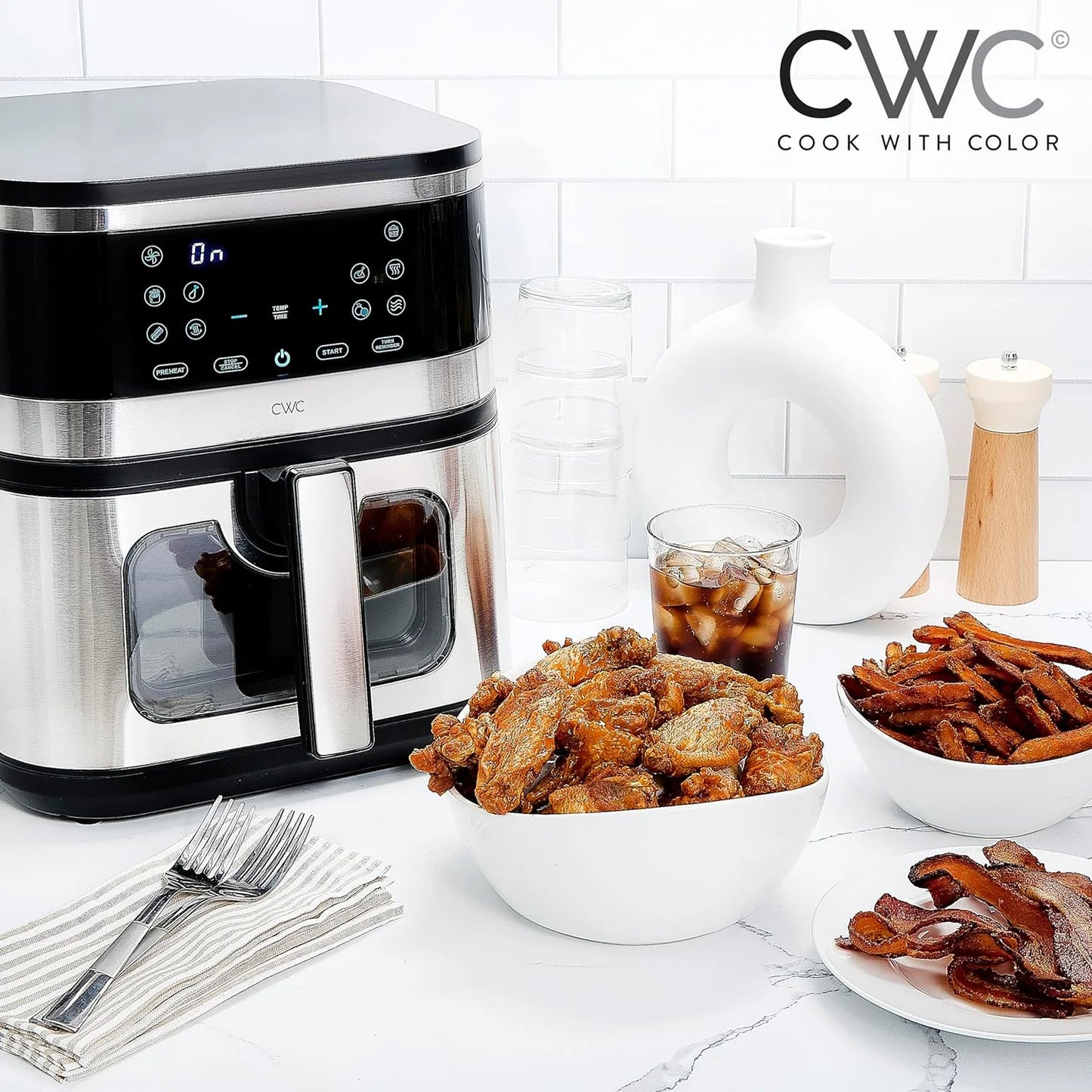 Digital Air Fryer 8.5-Quart Stainless Steel Air Fryer Kitchen Appliance, Black