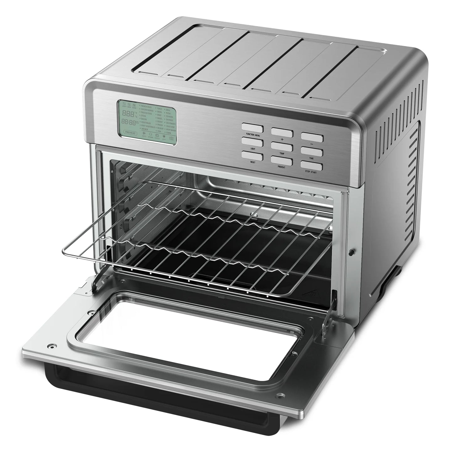 Air Fry Oven, 26.8 Quart 24 in 1 Function 360 Air Circulation, Bake, Broil, Toast, Air Fry, Air Roast, Digital Toaster, True Surround Convection, Includes Recipe Book, 1800 Watts, Steel Finish