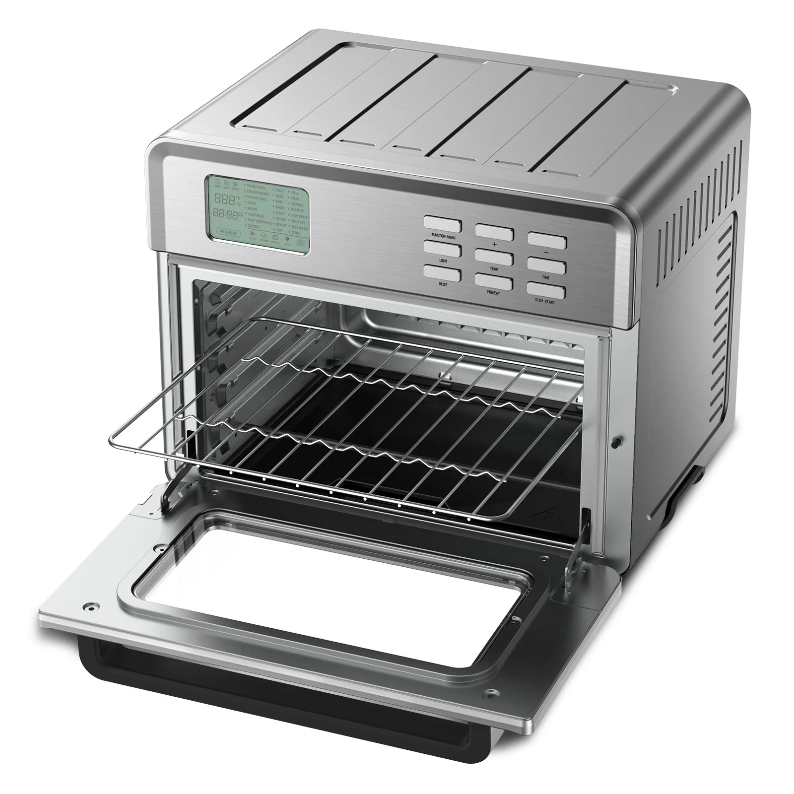 Air Fry Oven, 26.8 Quart 24 in 1 Function 360 Air Circulation, Bake, Broil, Toast, Air Fry, Air Roast, Digital Toaster, True Surround Convection, Includes Recipe Book, 1800 Watts, Steel Finish