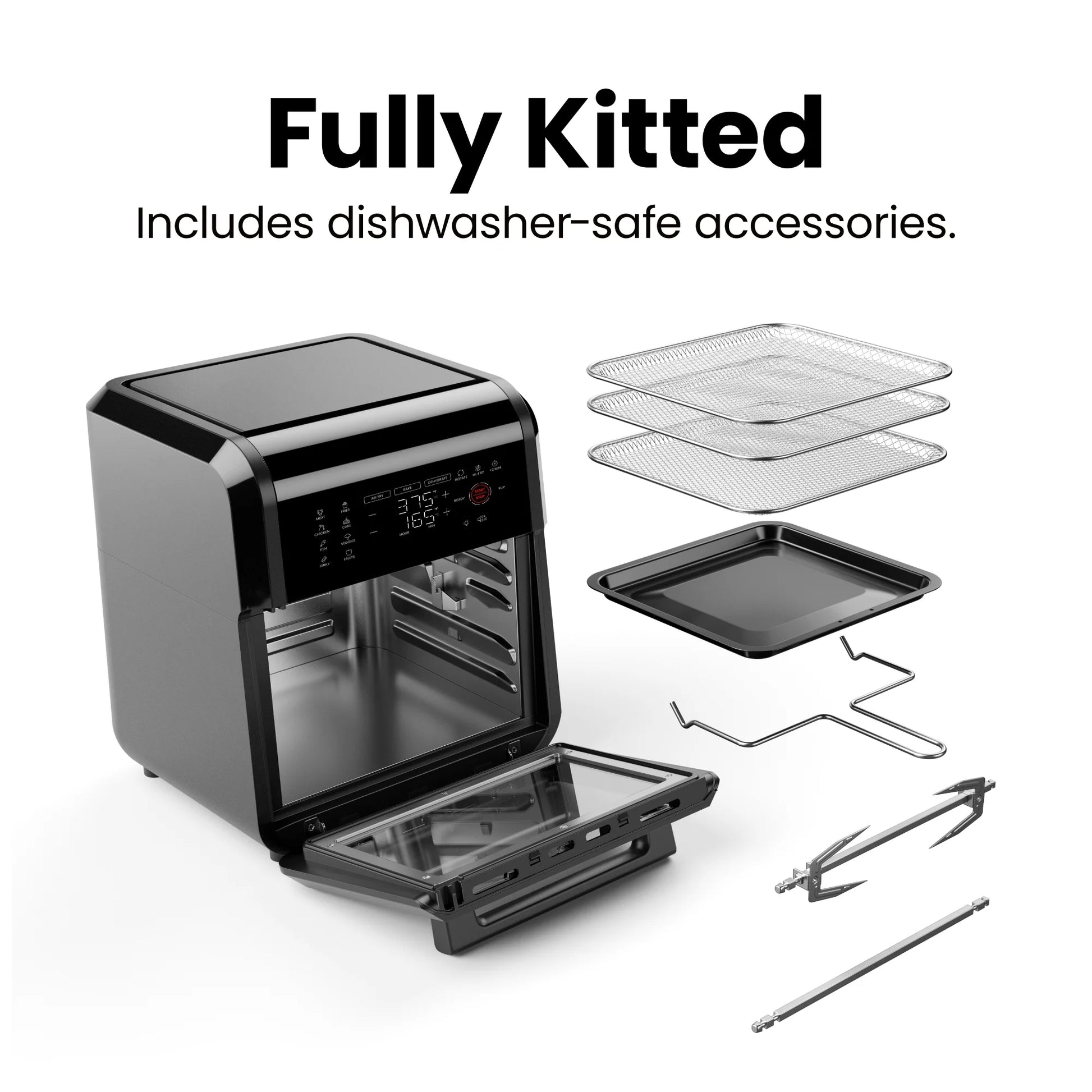 6-In-1 Multifunctional Air Fryer Oven W/ 12 Qt Capacity, Digital Touchscreen - Black, New