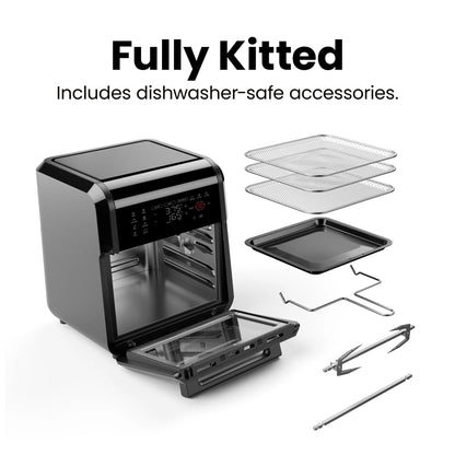 6-In-1 Multifunctional Air Fryer Oven W/ 12 Qt Capacity, Digital Touchscreen - Black, New
