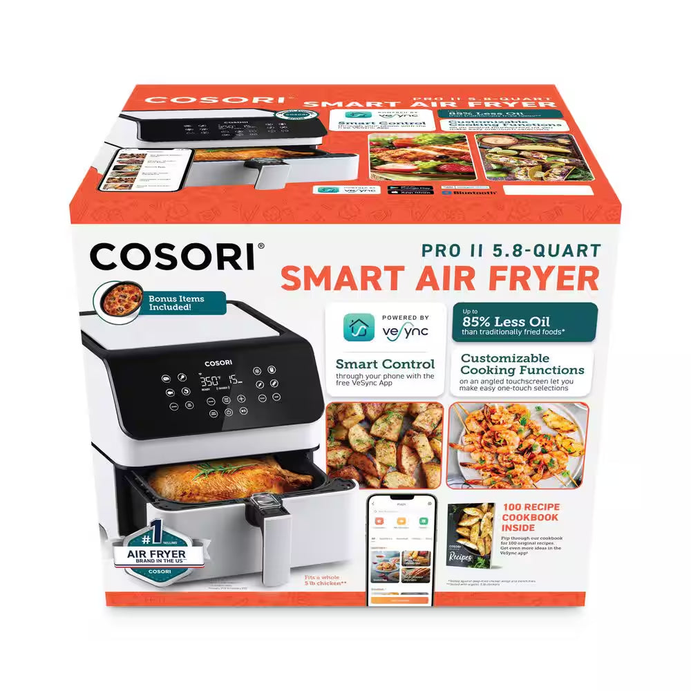 Pro XL II Smart 5.8 Qt. White Digital Air Fryer with Pizza Pan